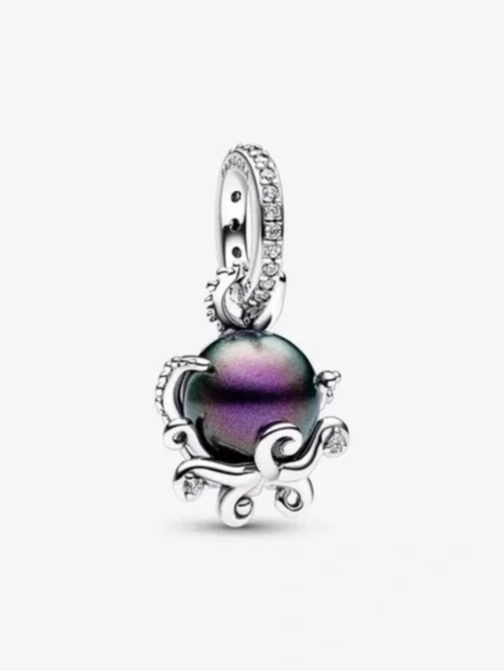 Pandora Iridescent Purple and Green Octopus Pearl Dangle Charm